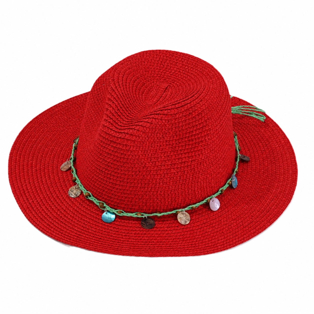 Stone Band Straw Sun Hat — Red