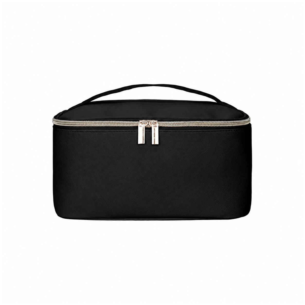 PU Leather Reinforced Handles Makeup Bag — Black