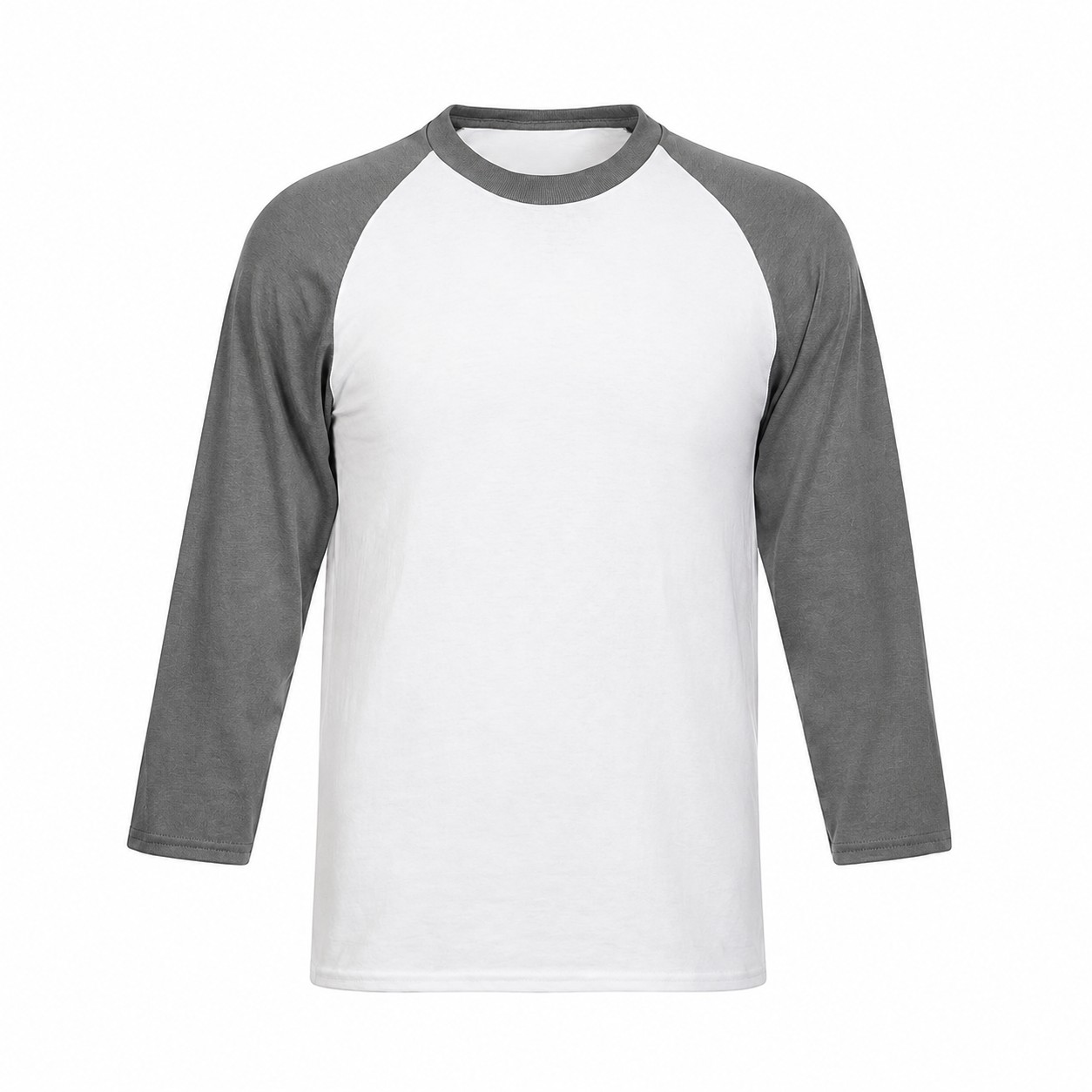 Contrast Sleeve Cotton Polyester Baseball Shirt — Gray