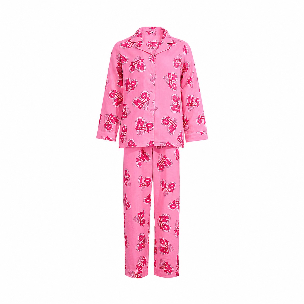 Unisex Cotton Long-Sleeve Pajama Set — Pink