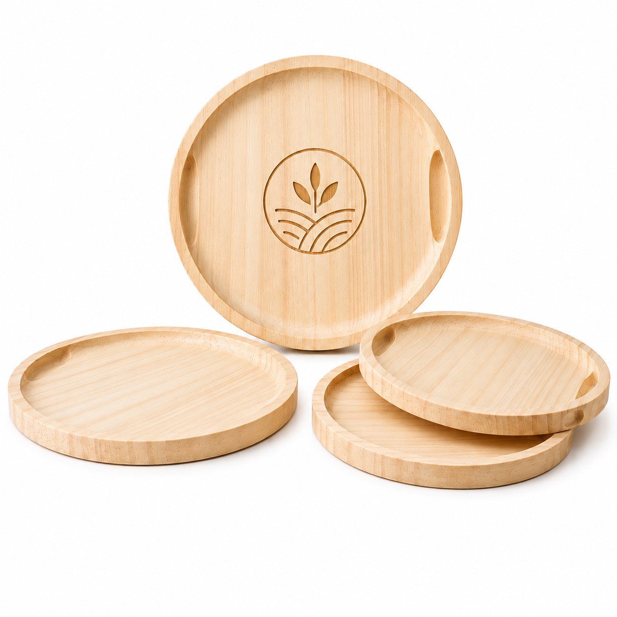 Round Pine Wood Serving Tray