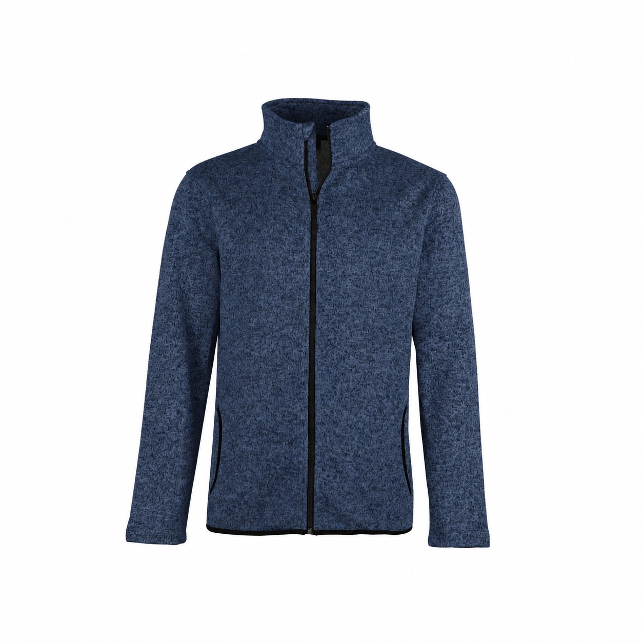 Heathered Full Zip Fleece Jacket — Navy Heather Blue