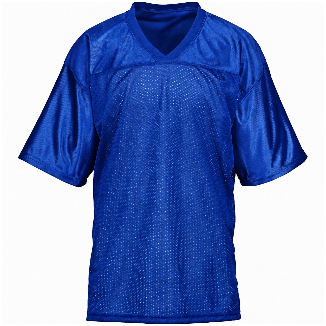 Polyester Mesh V Neck Football Jersey — Blue