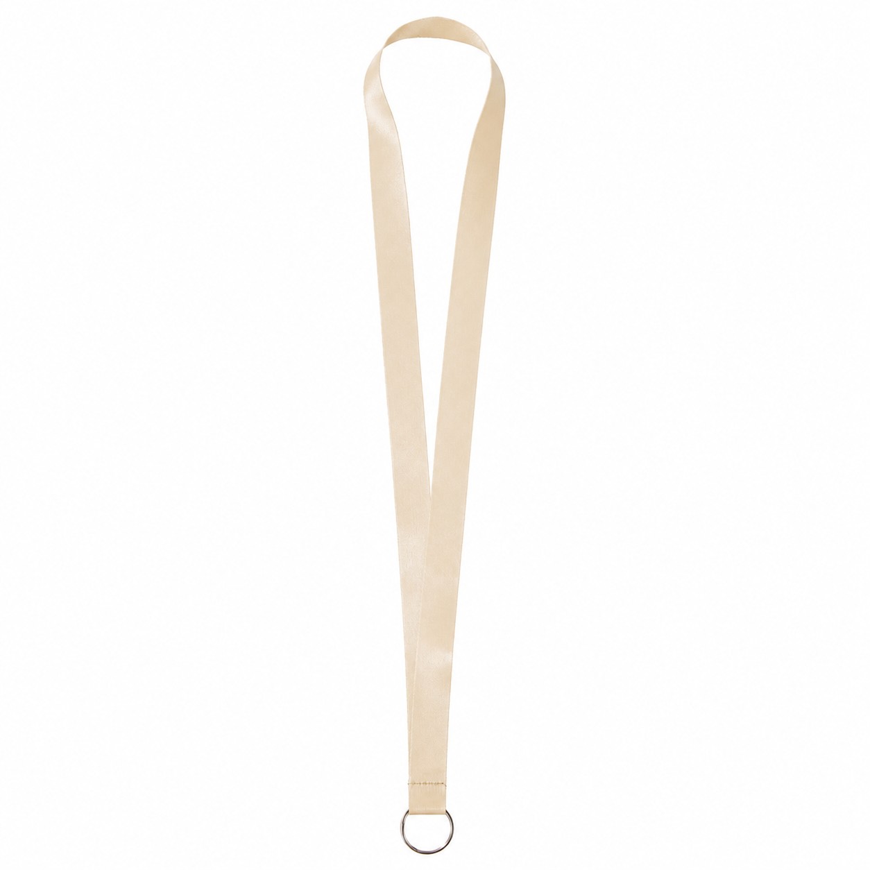 Satin Polyester Split Ring Lanyard — Natural Beige