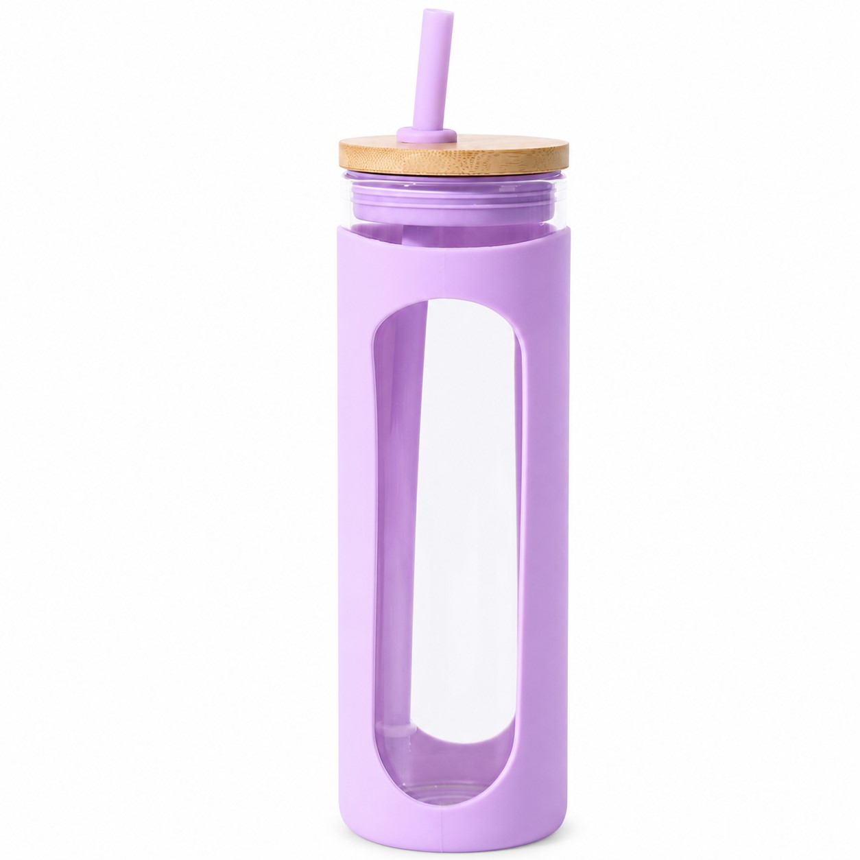 Sleeved Glass Tumbler With Straw And Lid — view 2