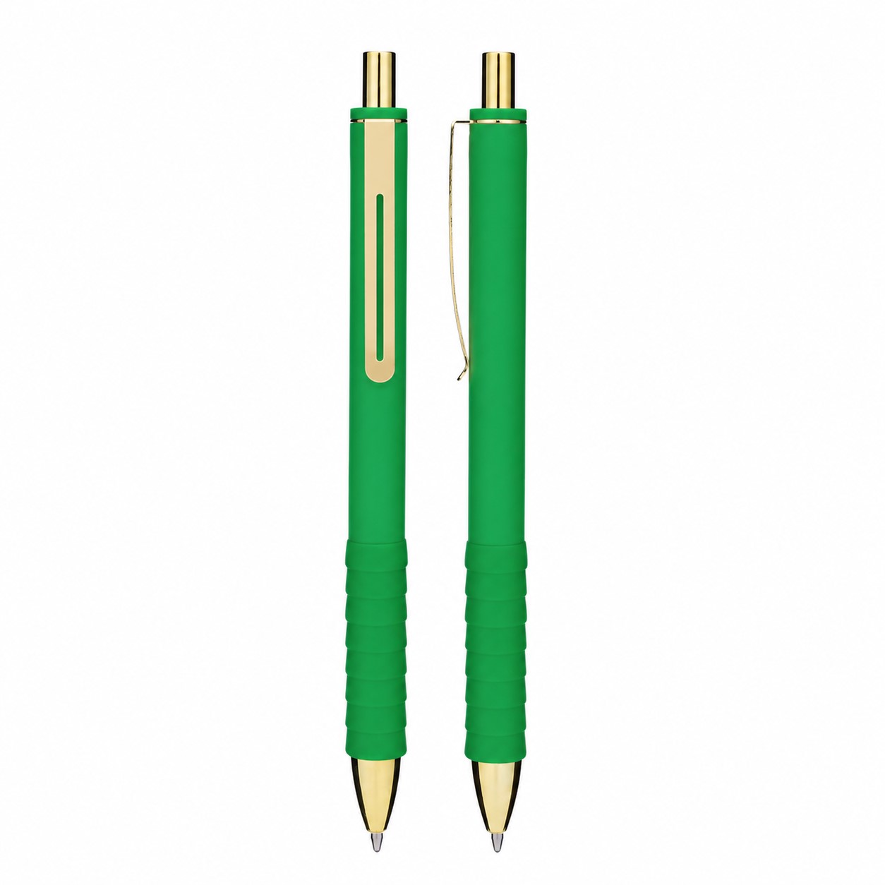 Rubber Grip Click Ballpoint Pen — Green
