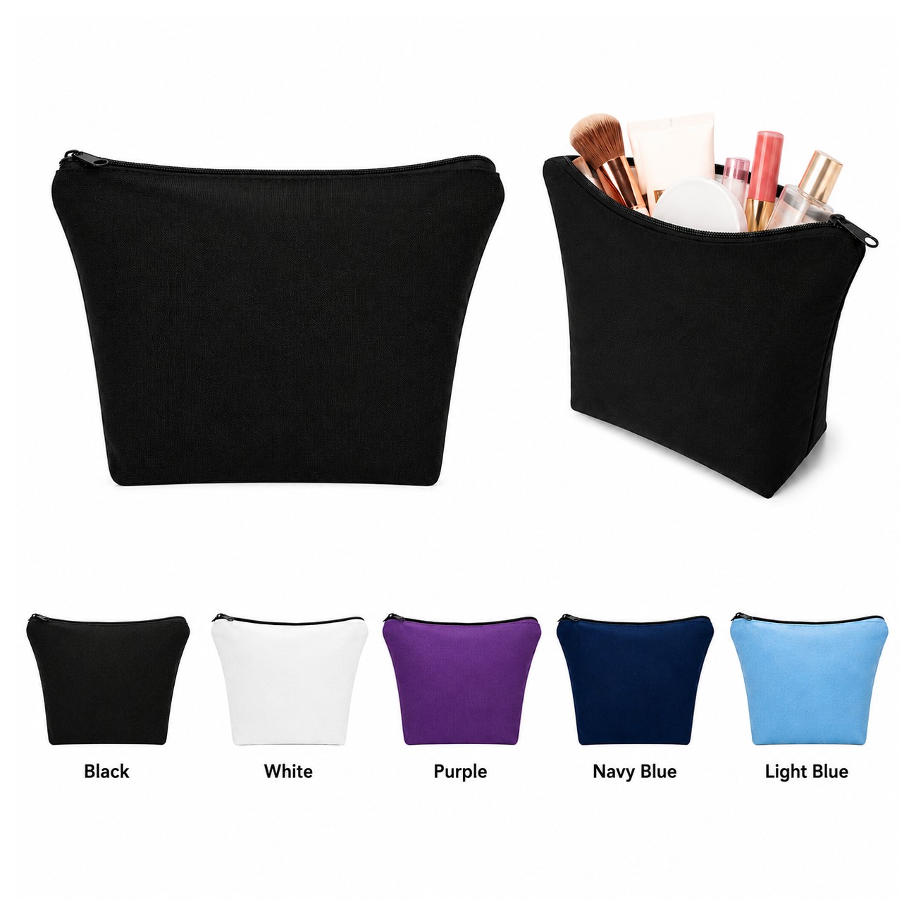 Cotton Black Makeup Bag