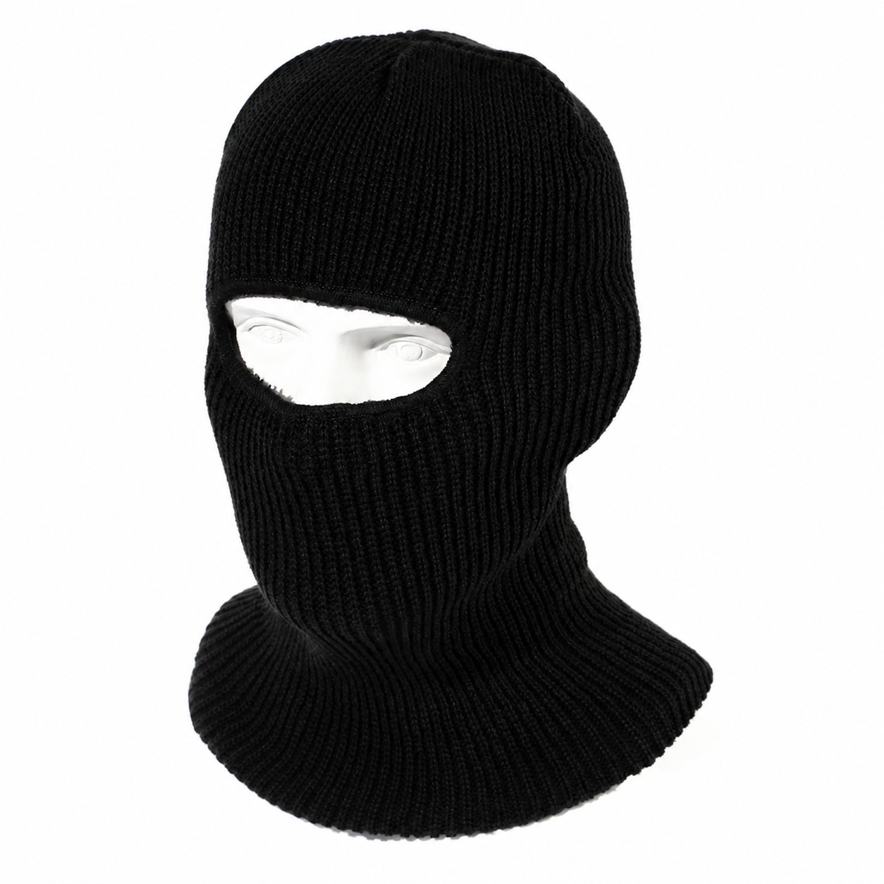 Polyester Knit Balaclava Beanie — Black