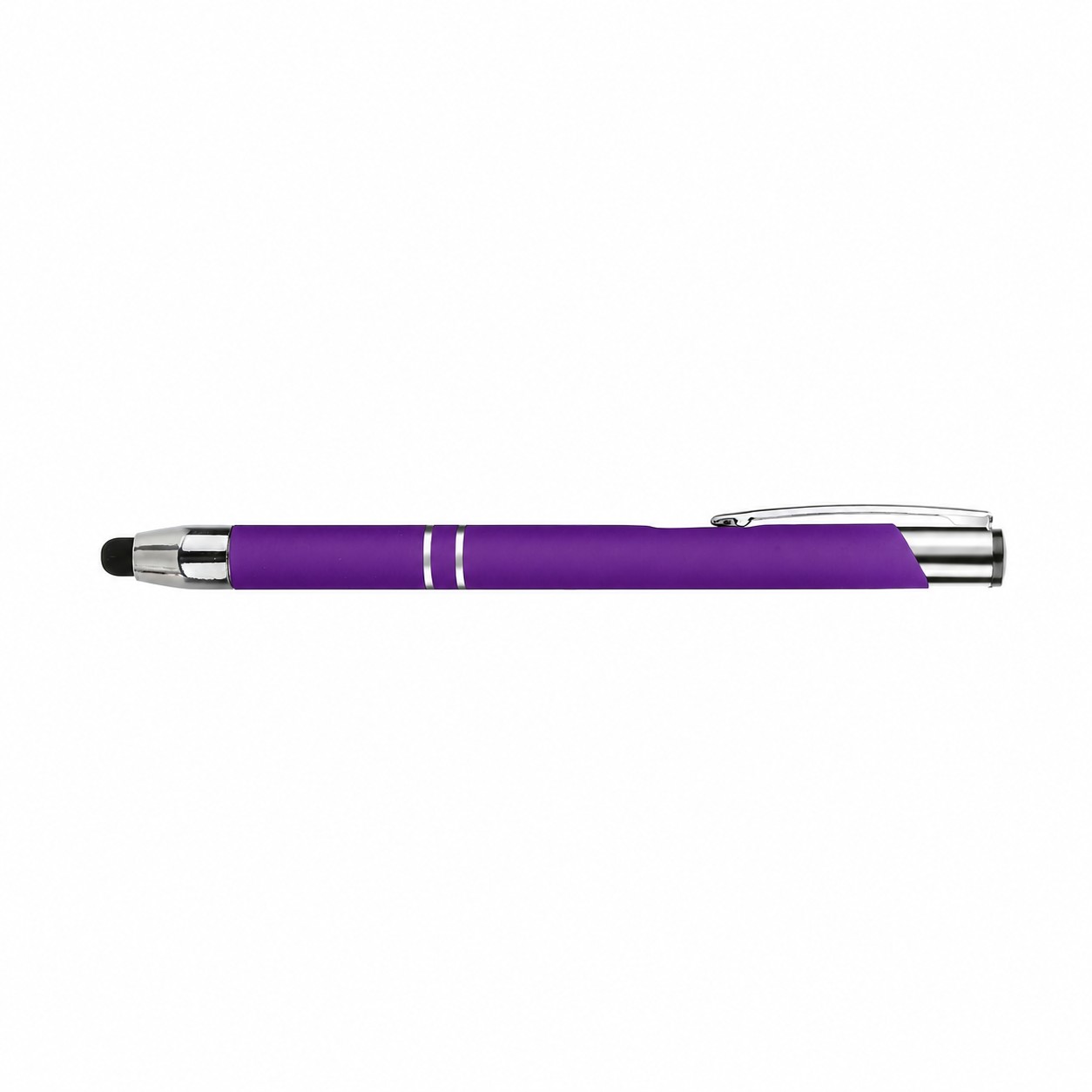 Rubberized Aluminum Stylus Ballpoint Pen — Purple