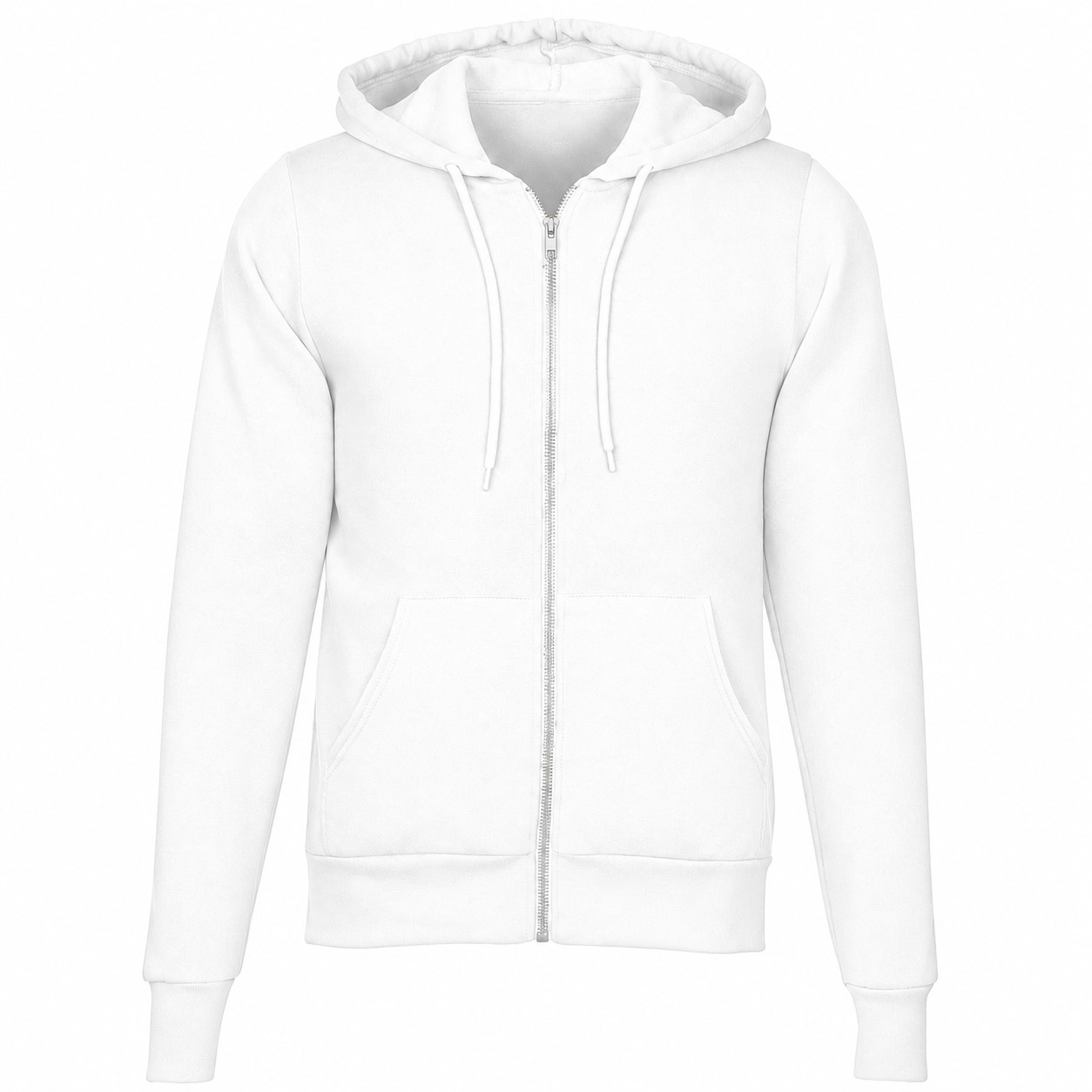 Ringspun Cotton Polyester Zip Hoodie — White