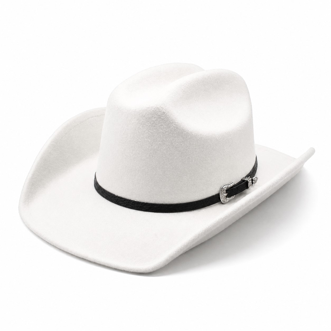 Polyester Band Trim Cowboy Hat — White