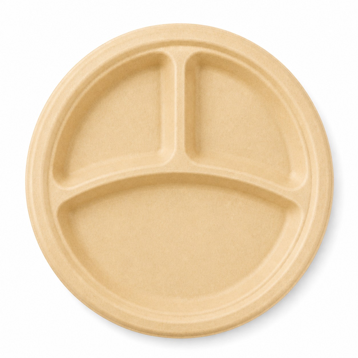 Round Sugarcane Paper Plates — Natural Beige