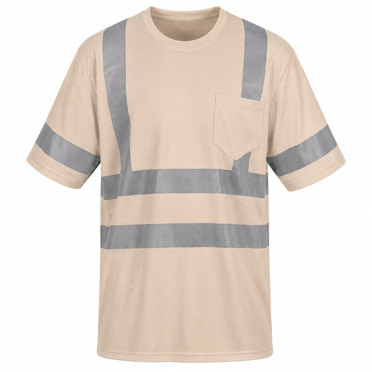 High Visibility Polyester Pocket Tee — Beige