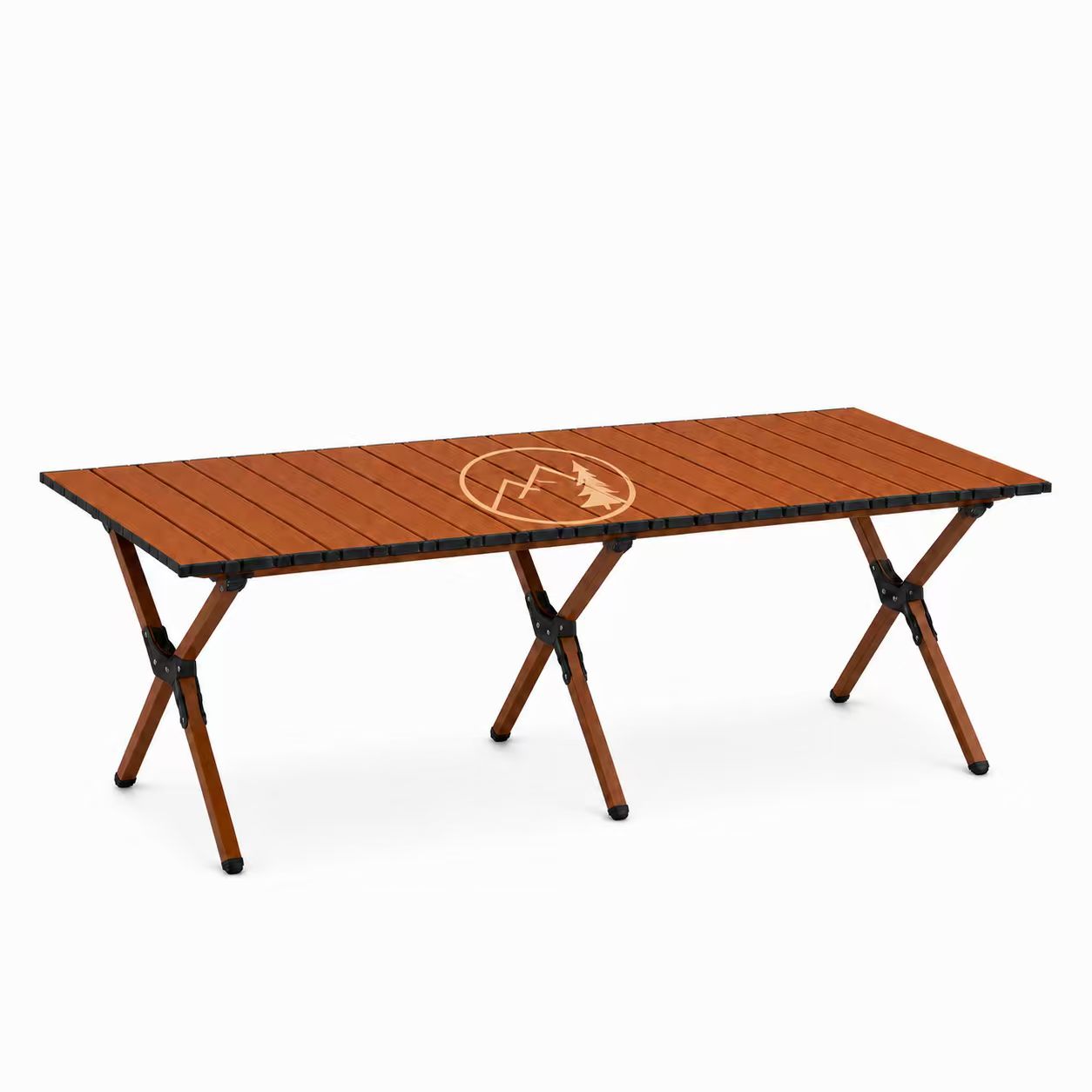 Portable Wood Grain Aluminum Camping Table