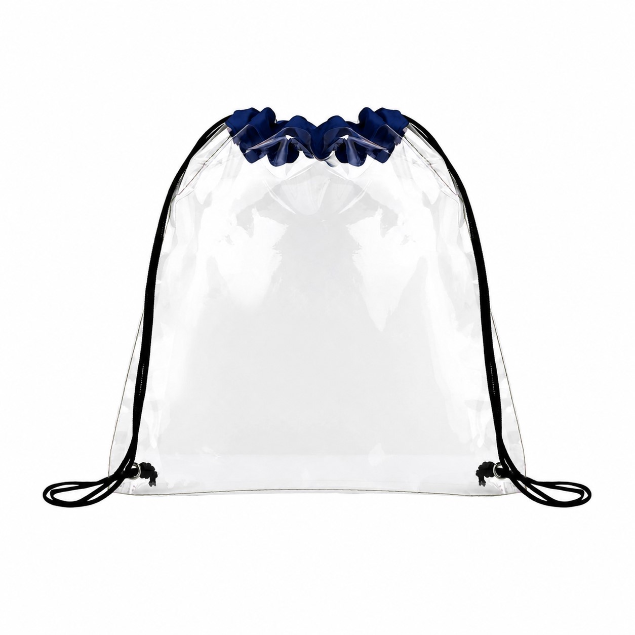 PVC Metal Grommets Drawstring Bag — Navy Blue