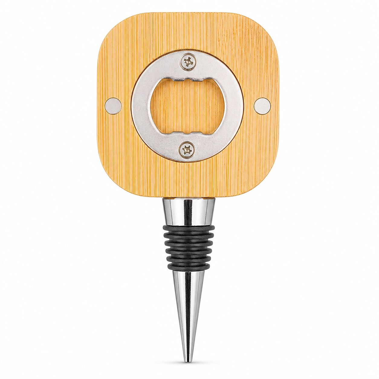 Bamboo Stopper With Integrated Bottle Opener — view 2