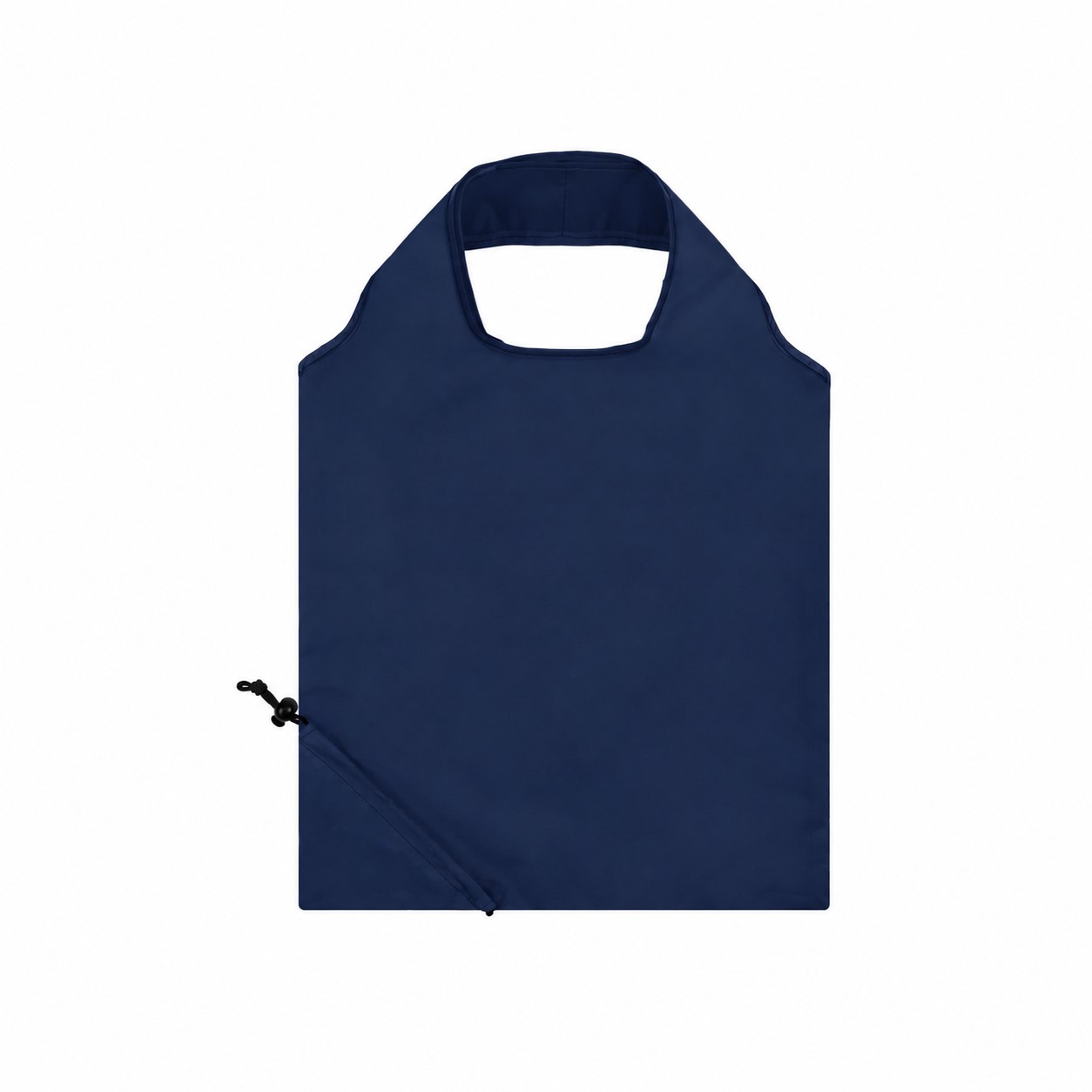 210T Polyester Foldable Tote with Drawstring Pouch — Navy Blue