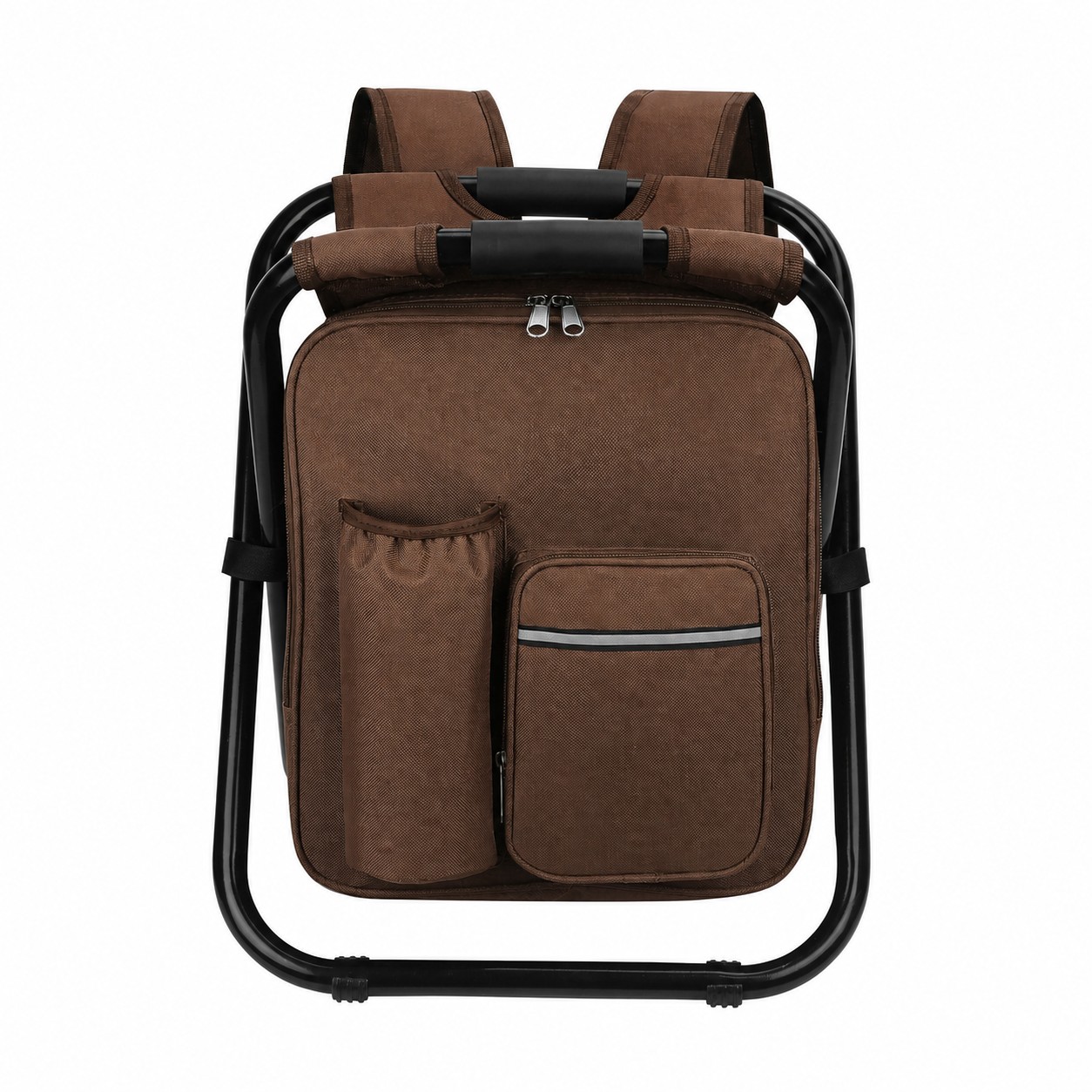 Cooler Backpack Folding Stool — Brown