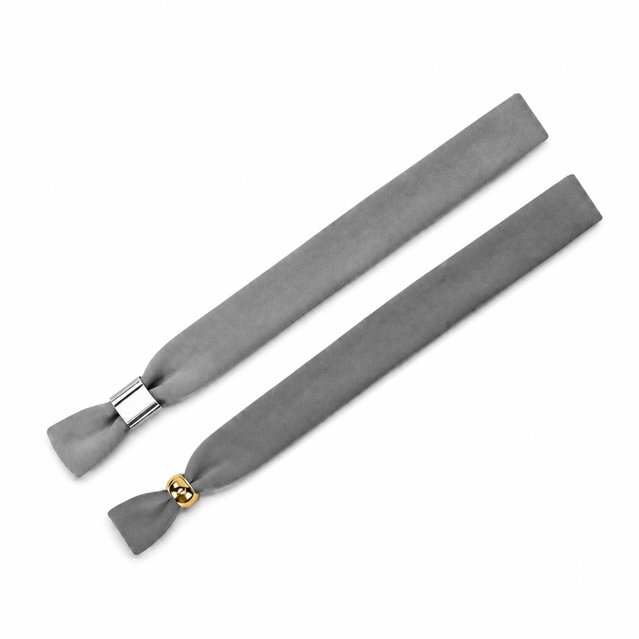 Polyester Wristband With Two-Way Metal Lock — Pewter Gray