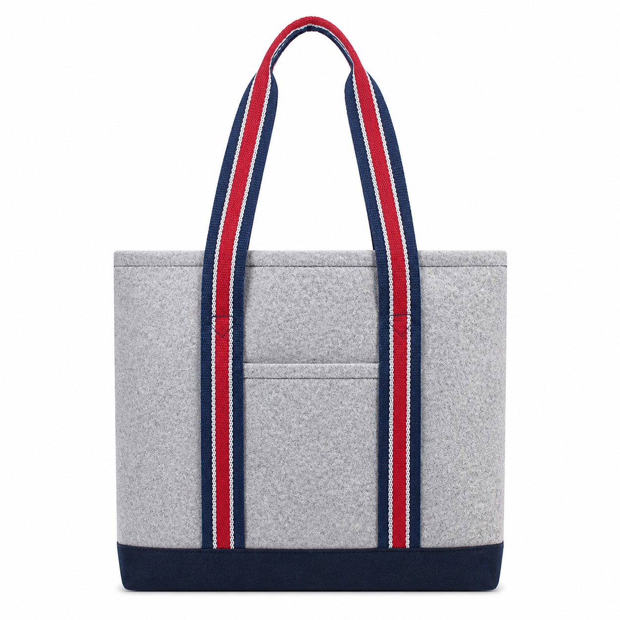Striped Handle Polyester Pocket Tote Bag — view 2