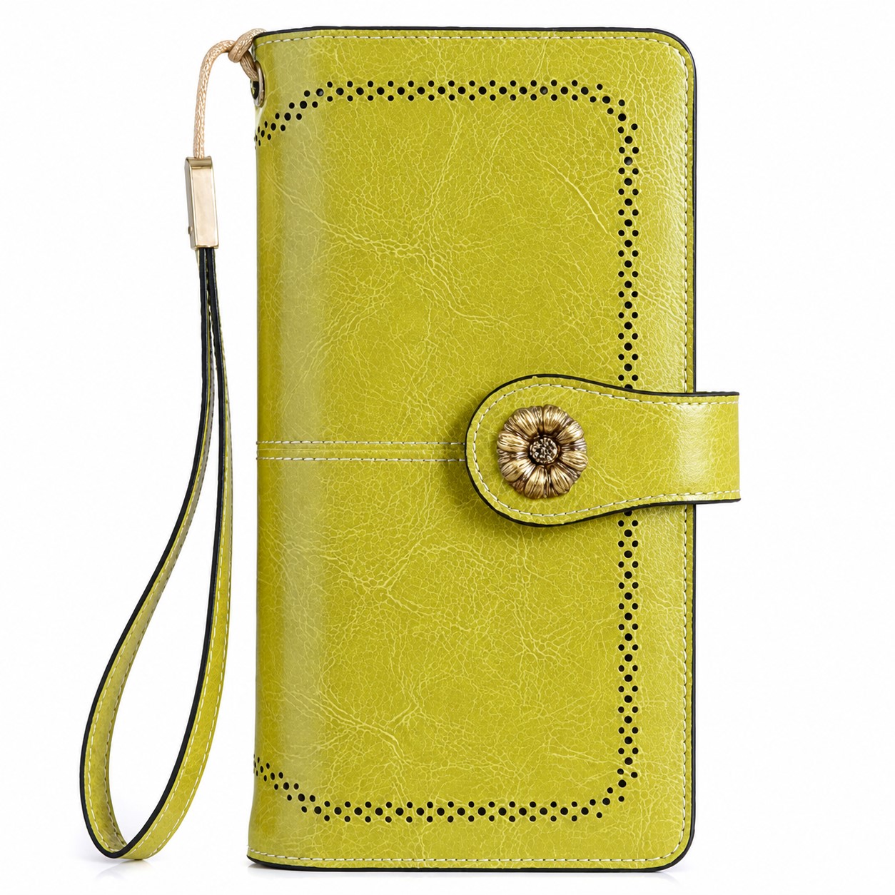 Women's Leather Floral Snap Wristlet Wallet — view 2