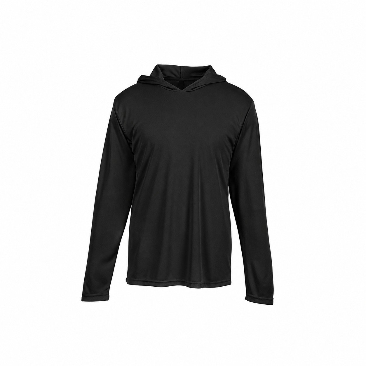 Lightweight Polyester Long Sleeve Hooded Team Shirt — Black