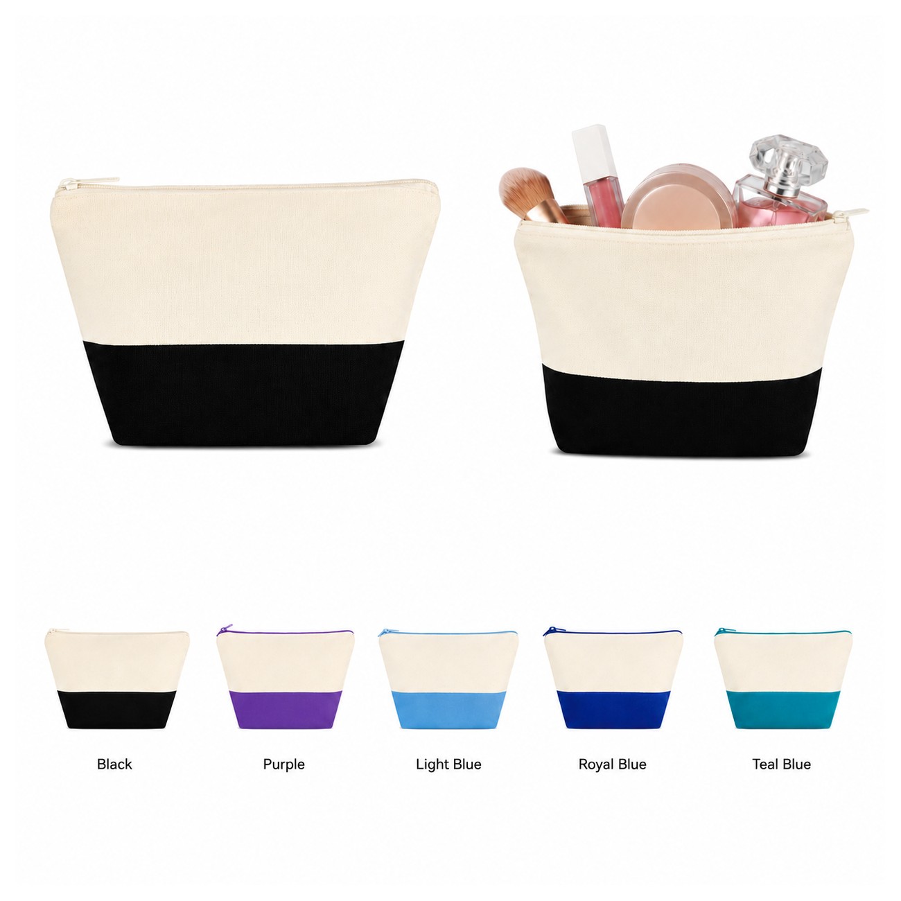 Canvas Zippered Storage Makeup Bag