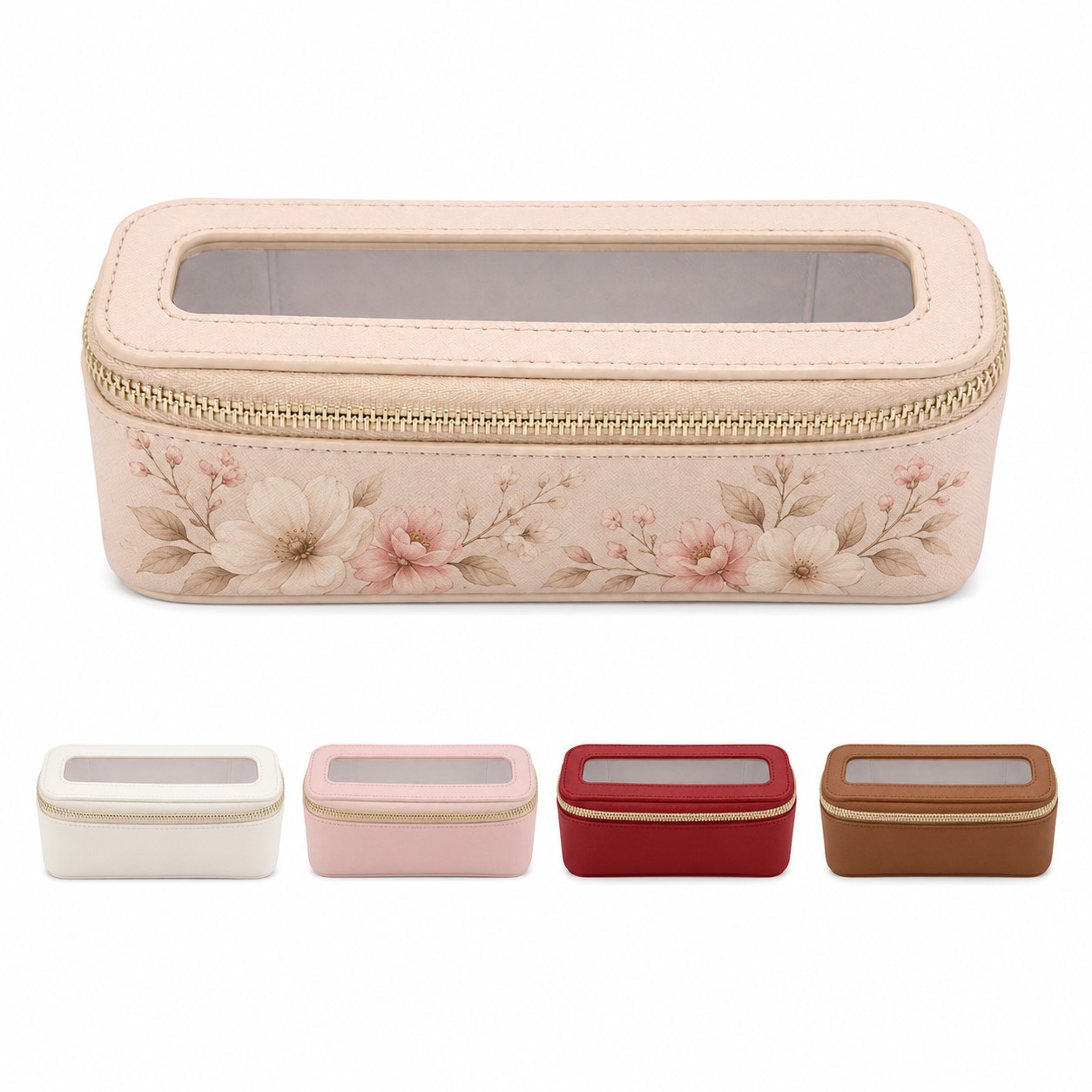 Transparent TPU Cosmetic Case With PU Leather