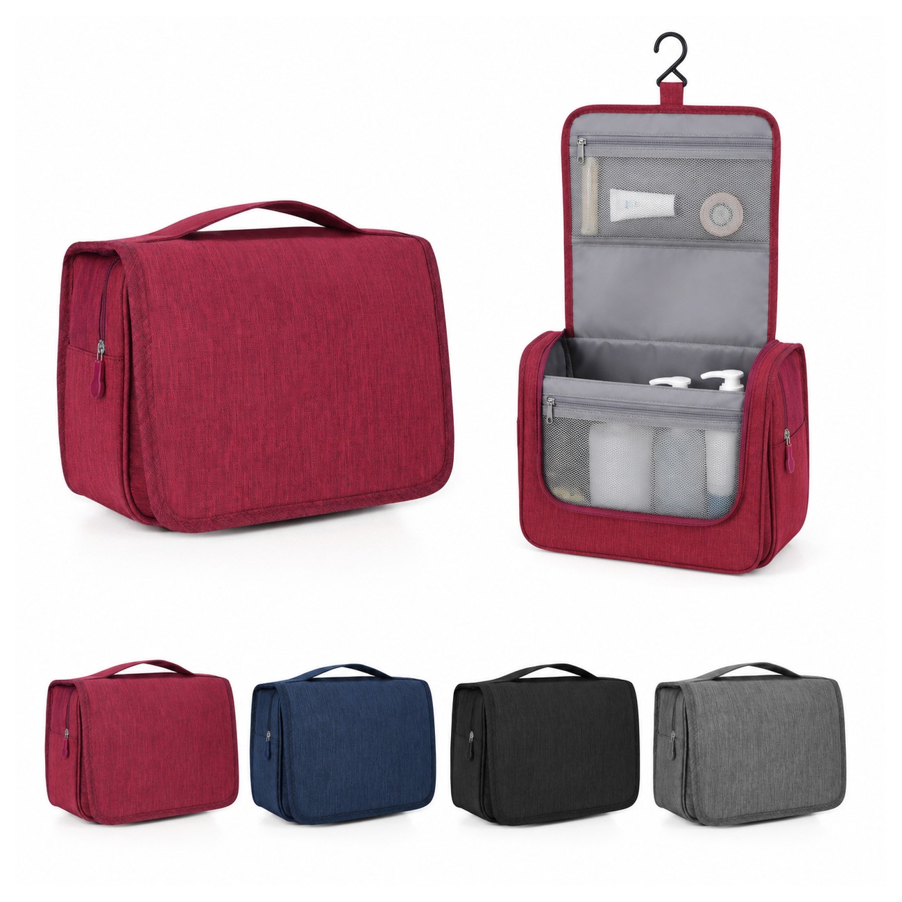 300D Polyester Carry Handles Toiletry Bag