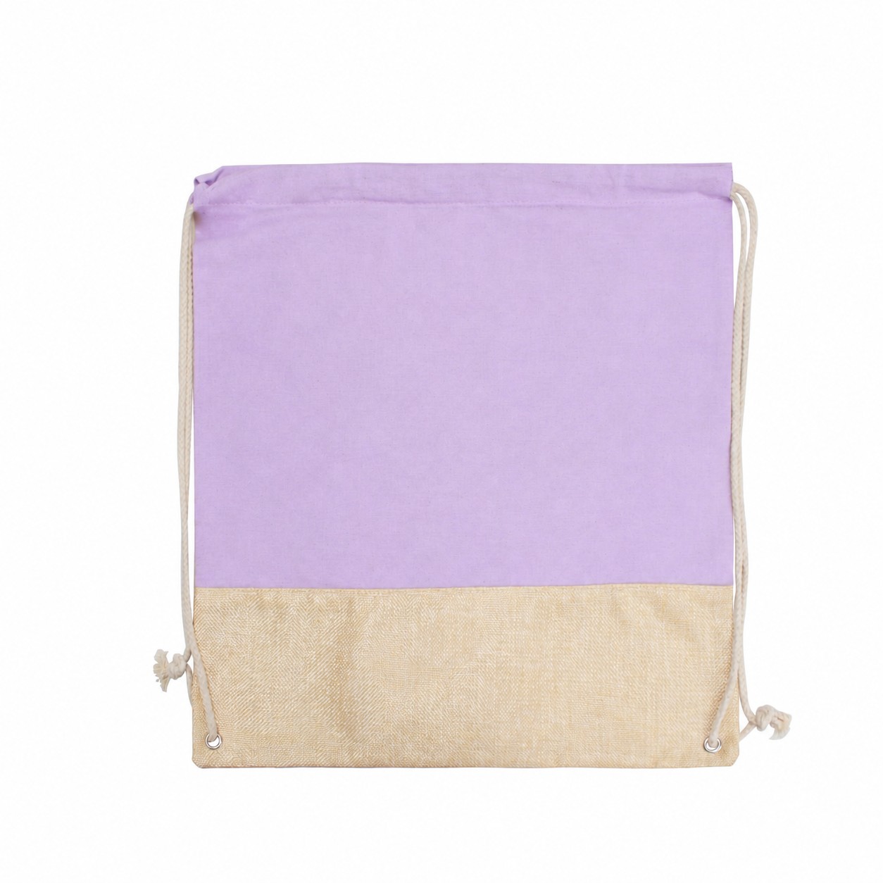 Cotton Metal Grommets Drawstring Bag — Light Purple