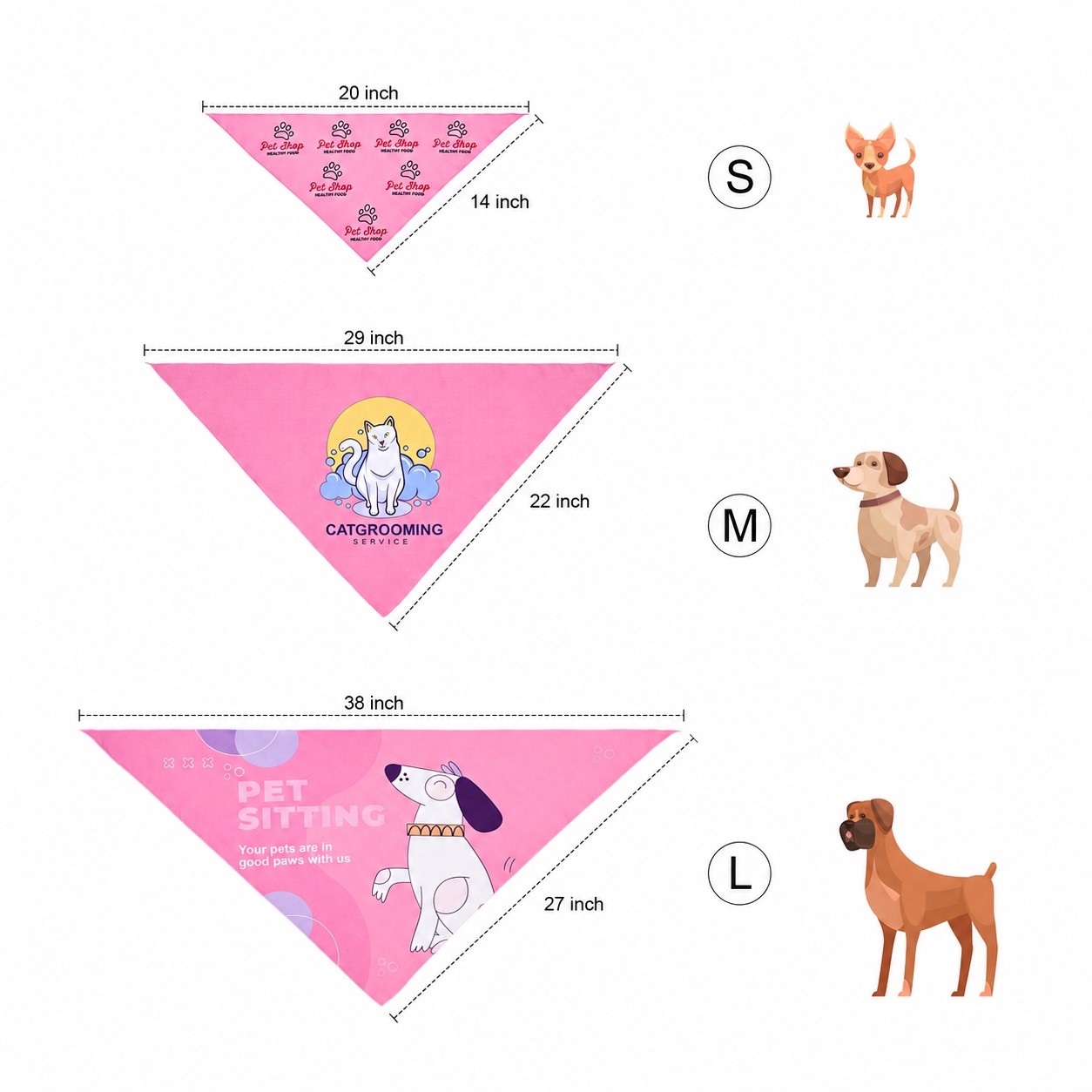 Washable Pet Triangle Bandanna — Pink