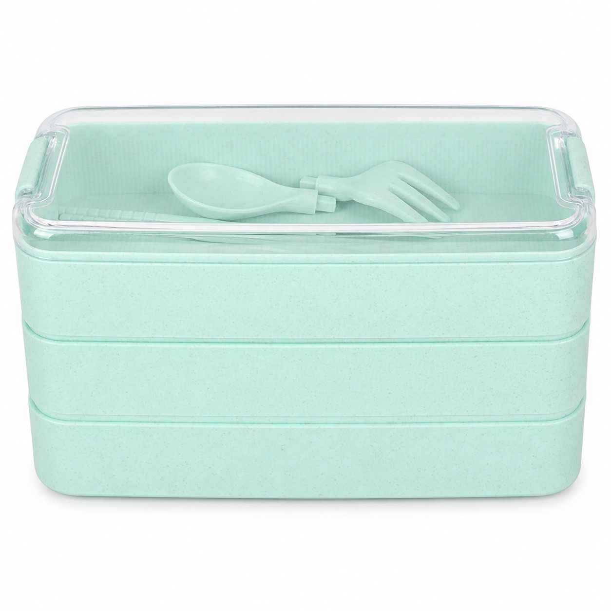Stacked Polypropylene Meal Box With Utensils — view 2