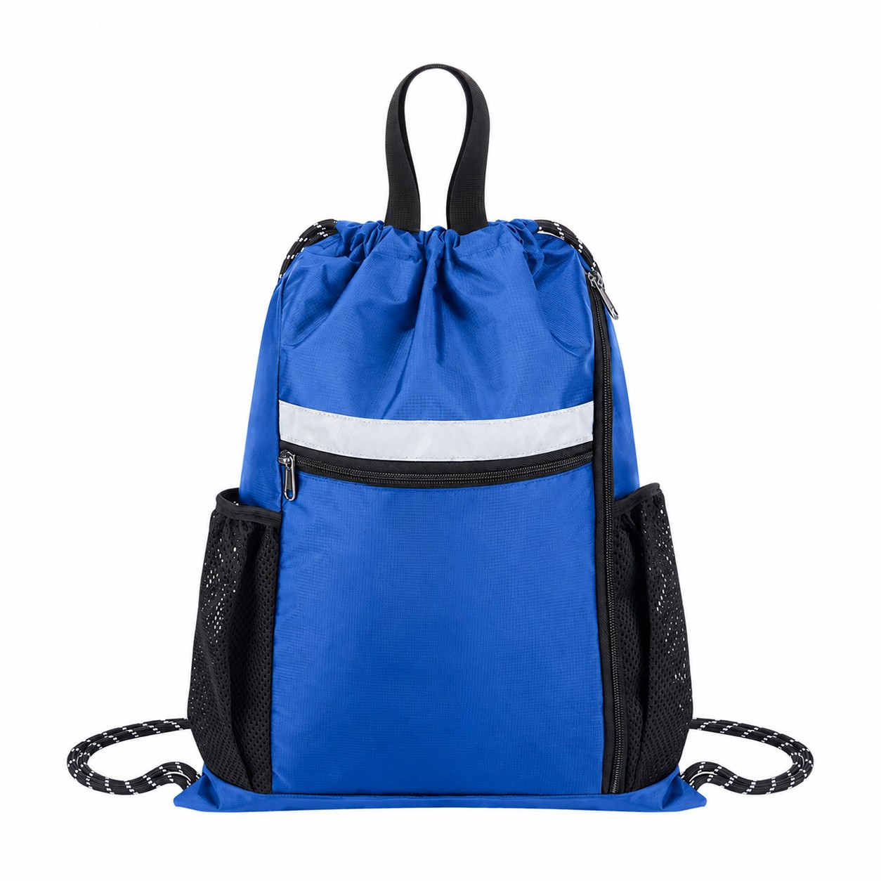 Nylon Reinforced Handles Drawstring Bag — Blue