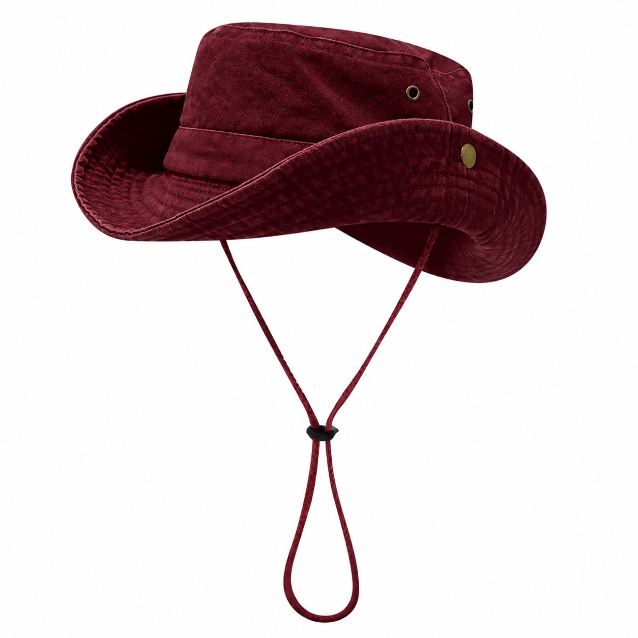 Washed Polyester Safari Bucket Hat — Wine Red