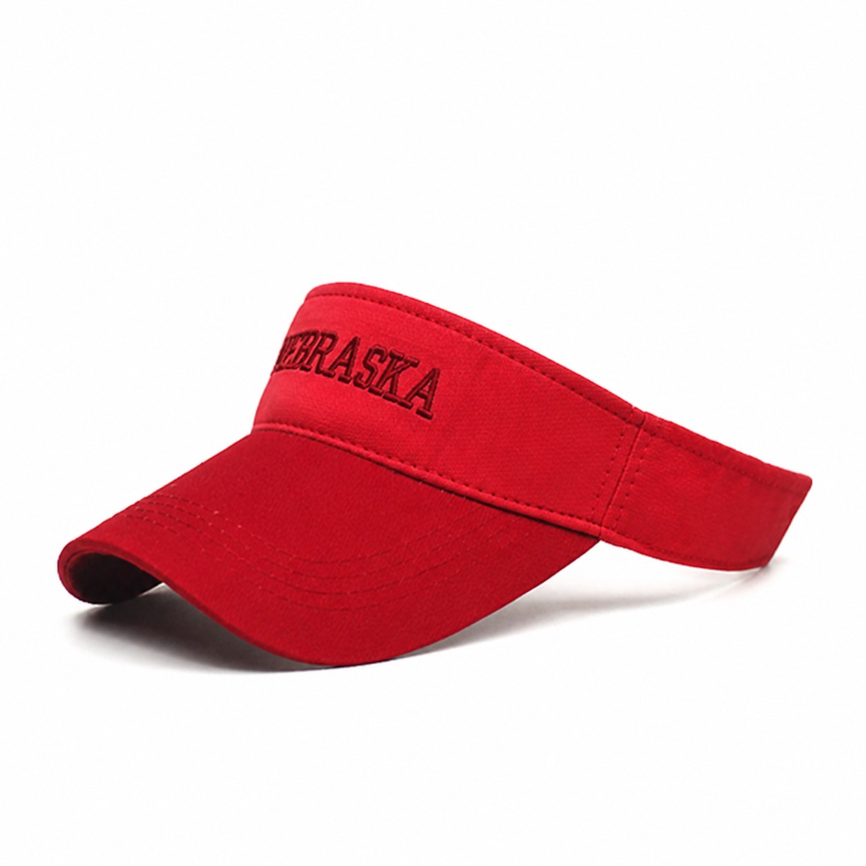 Cotton Open Top Visor Cap — Red