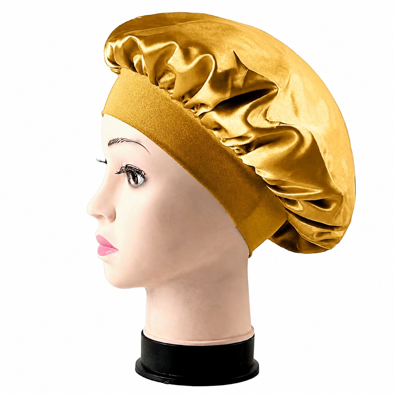 Satin Wide Band Sleep Bonnet — Gold