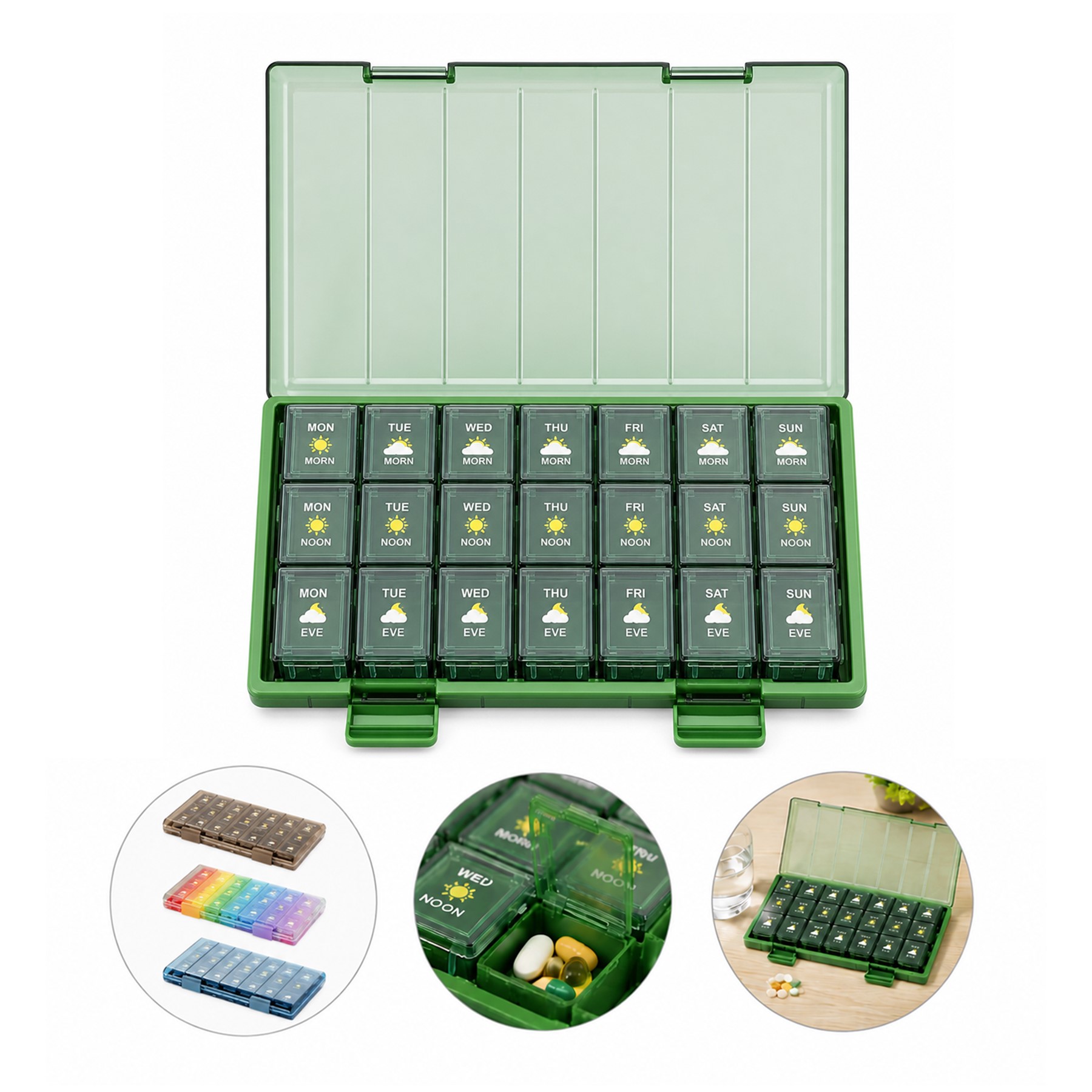Weekly ABS Pill Organizer With Removable Boxes