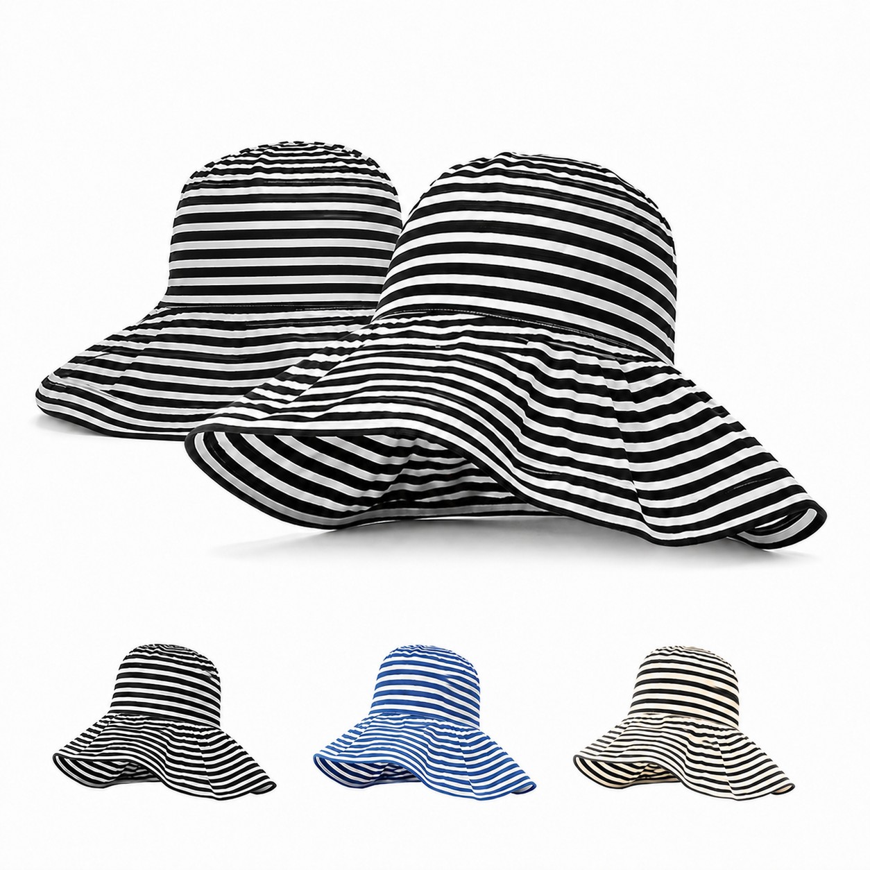 Polyester Striped Foldable Fisherman Hat