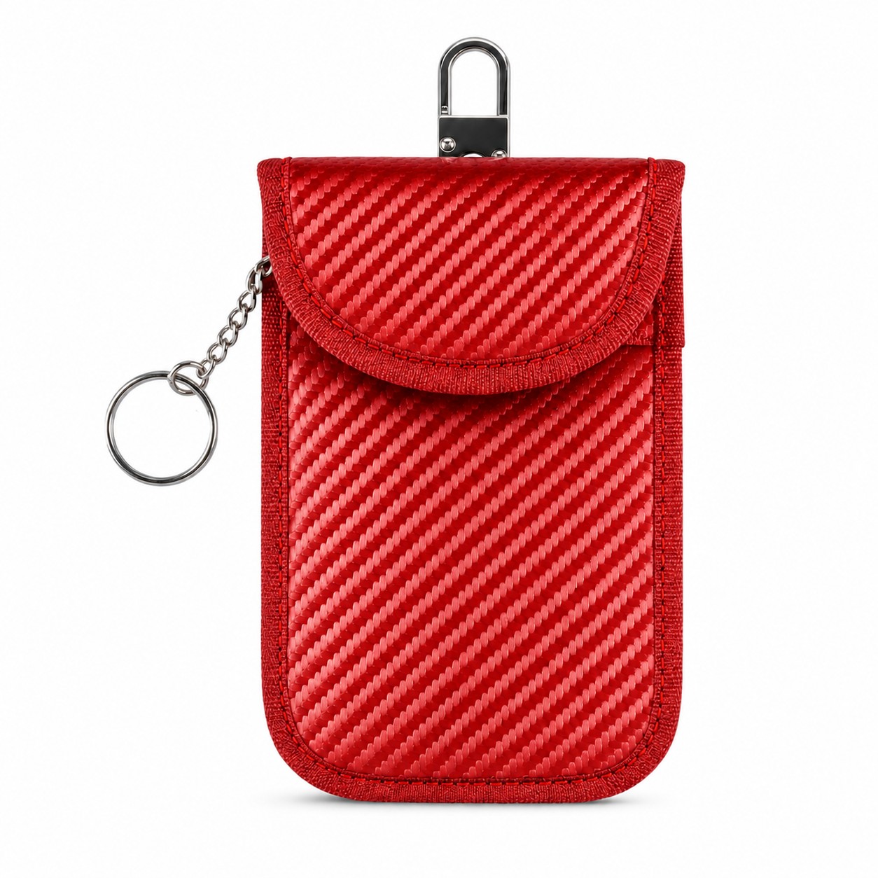 Compact Faraday Key Fob Pouch — Red