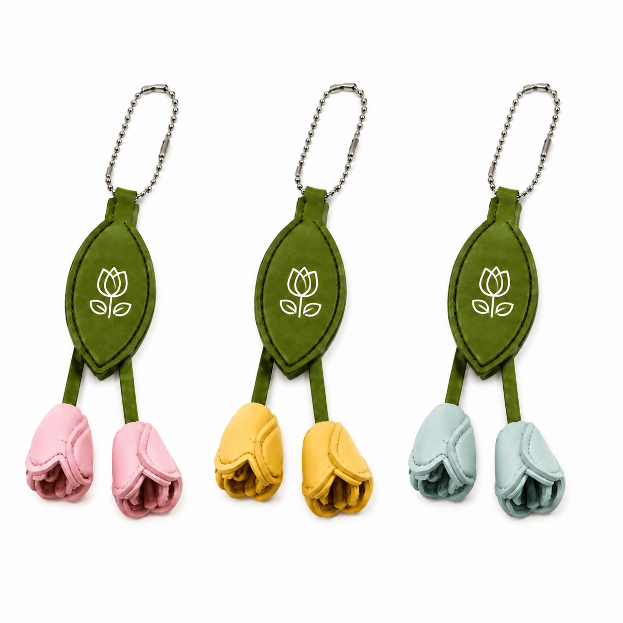 Layered Tulip PU Leather Bag Charm