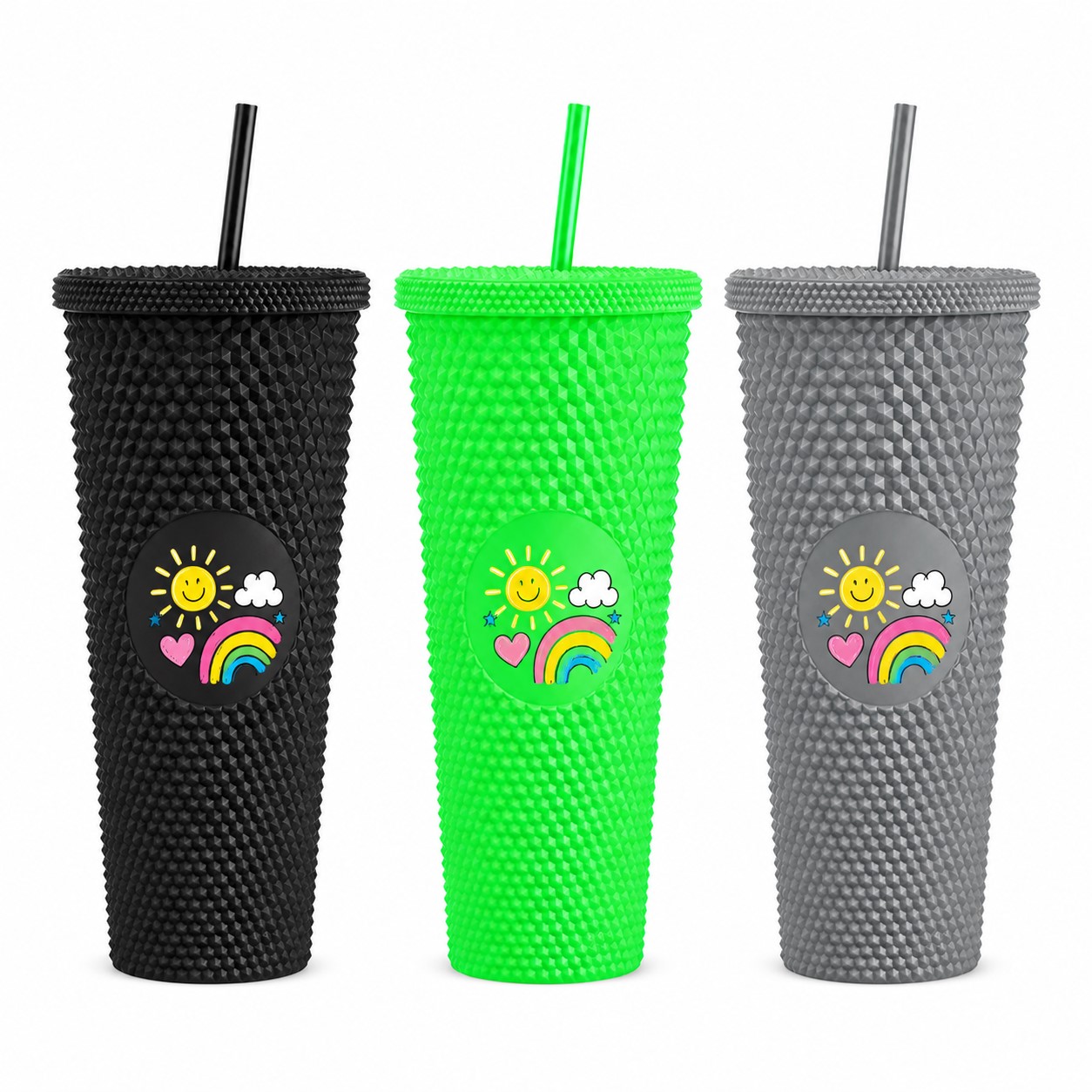 Insulated Beverage Cup With Geometric Texture
