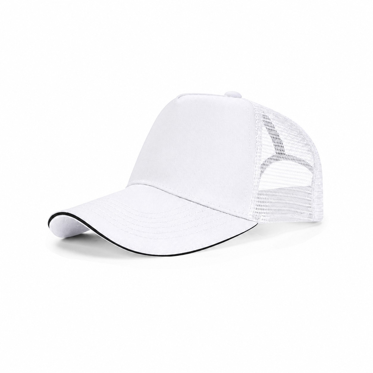 Polyester Cotton Twill Front Cap — White/Black
