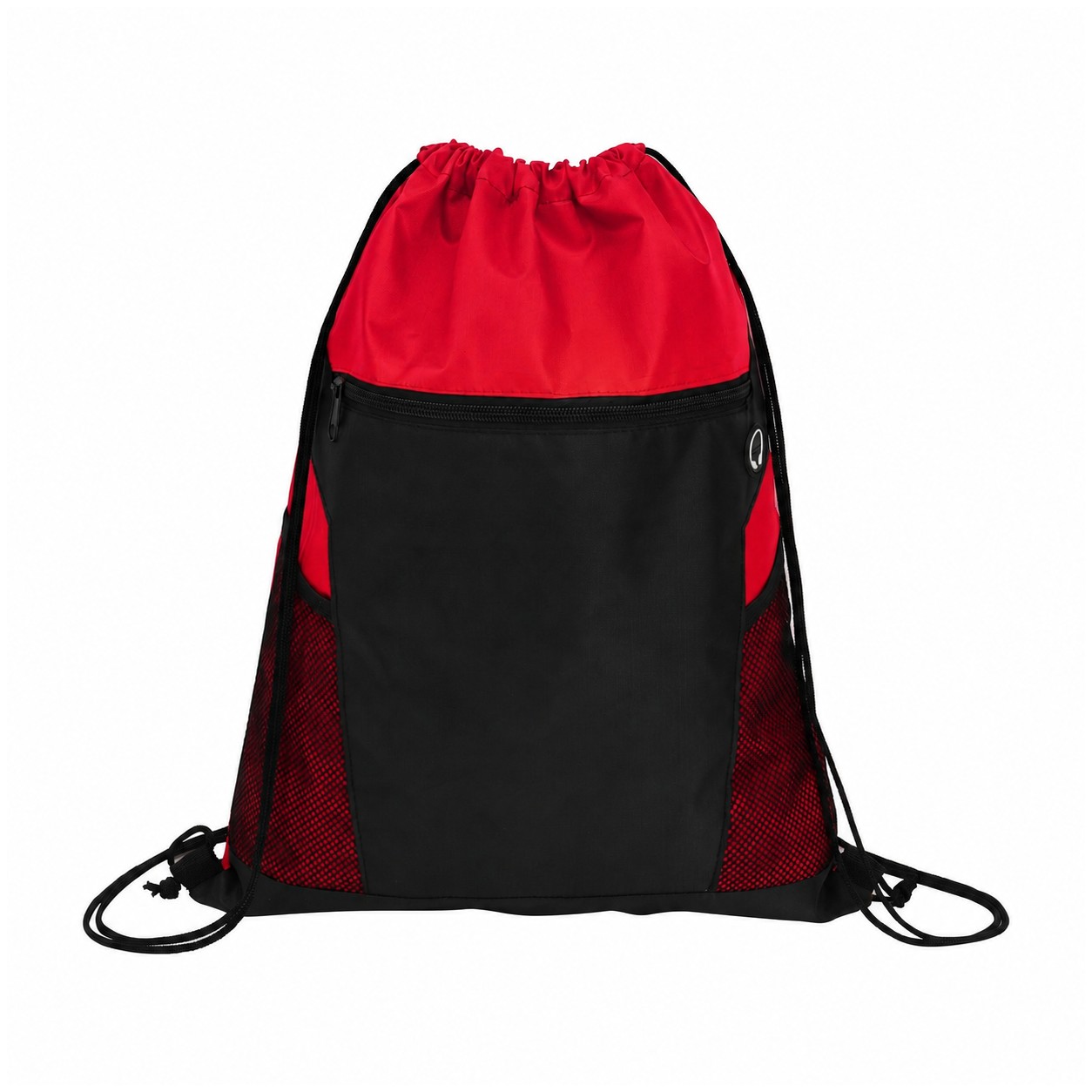 210D Polyester Orange Drawstring Bag — Red