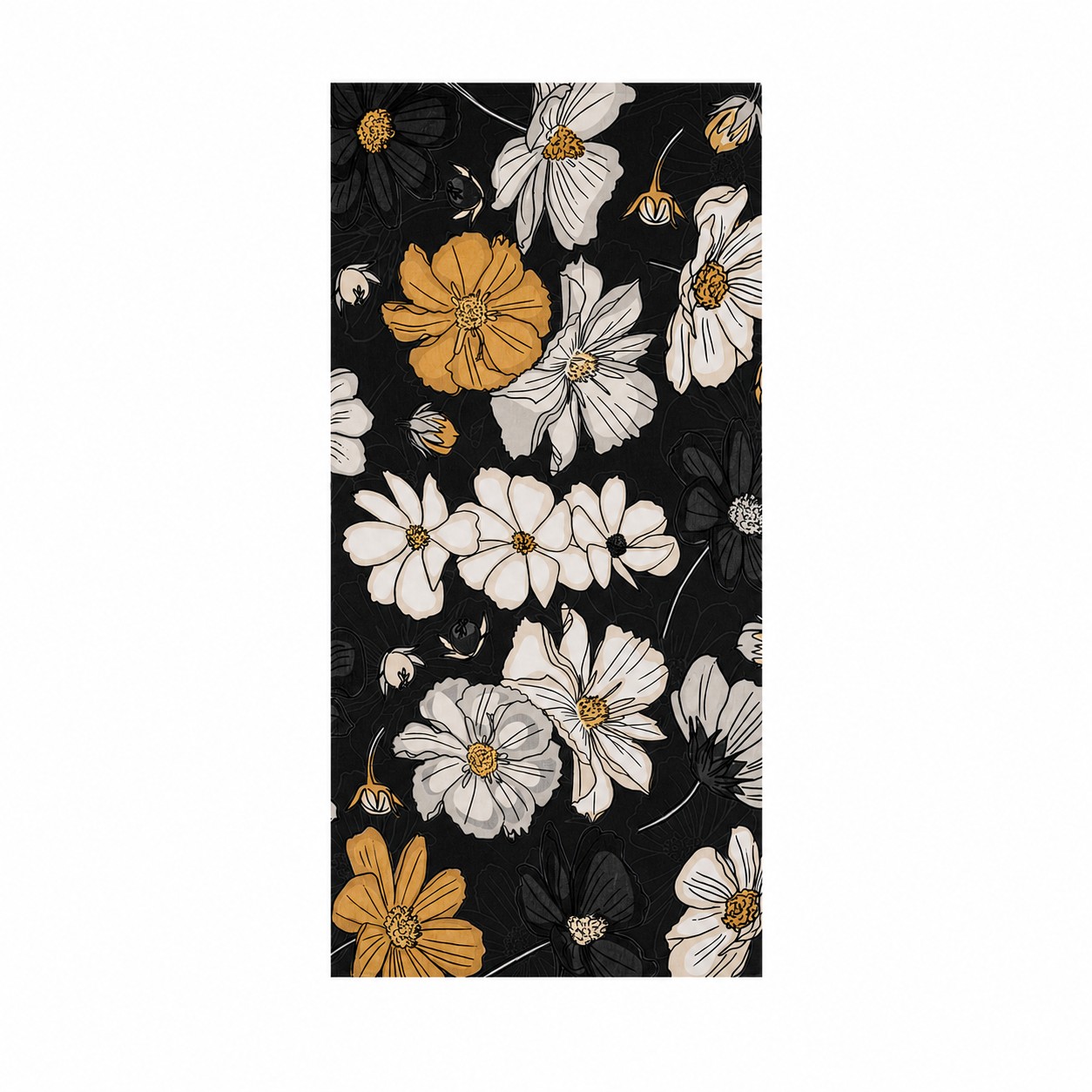 Cotton Velour Beach Towel — Black