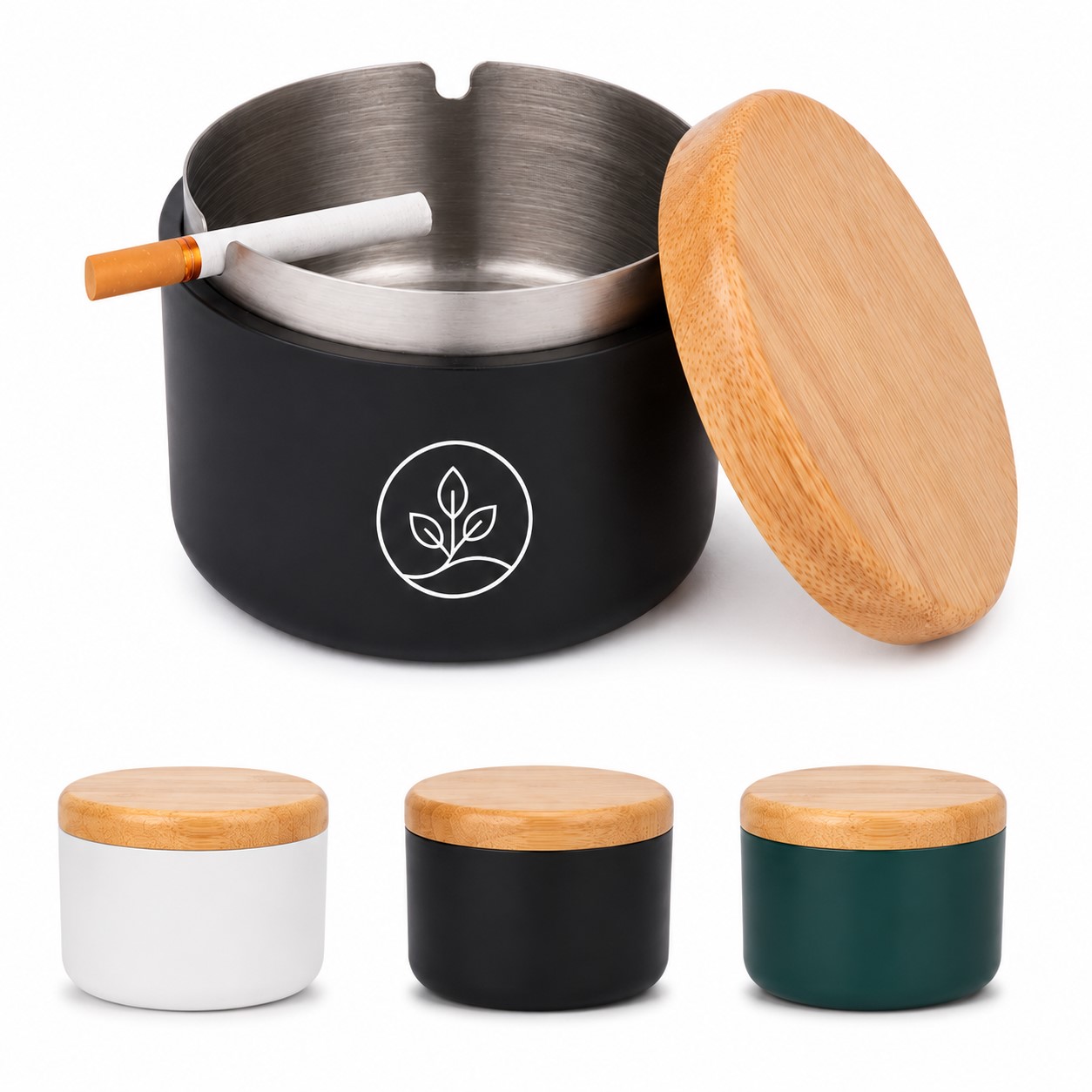 Covered Stainless Steel Tabletop Ashtray