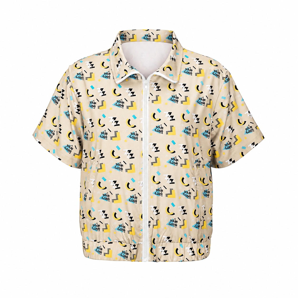 Retro Short Sleeve Zip Jacket — Natural Beige