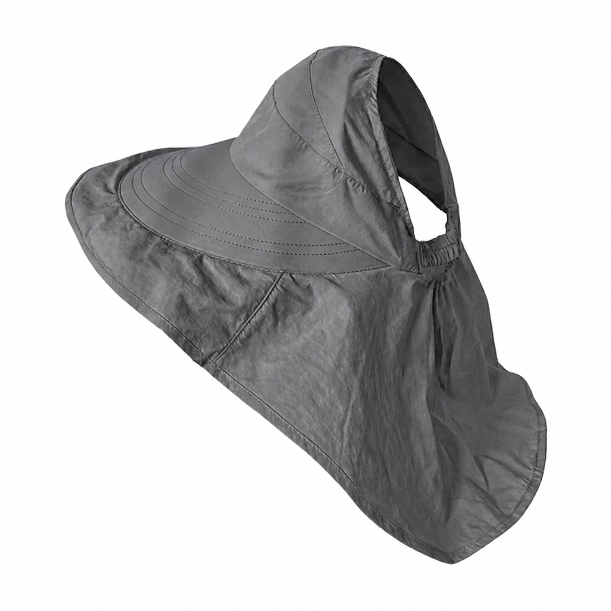 Polyester Cape Sun Hat — Gray