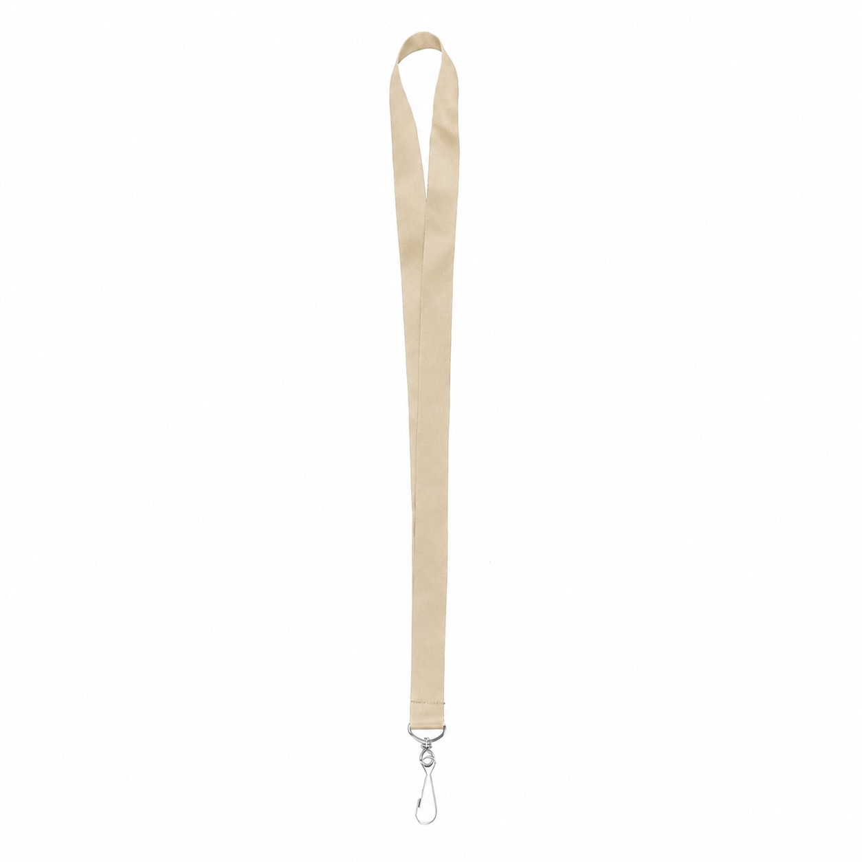 Satin Polyester J-Hook Lanyard — Beige
