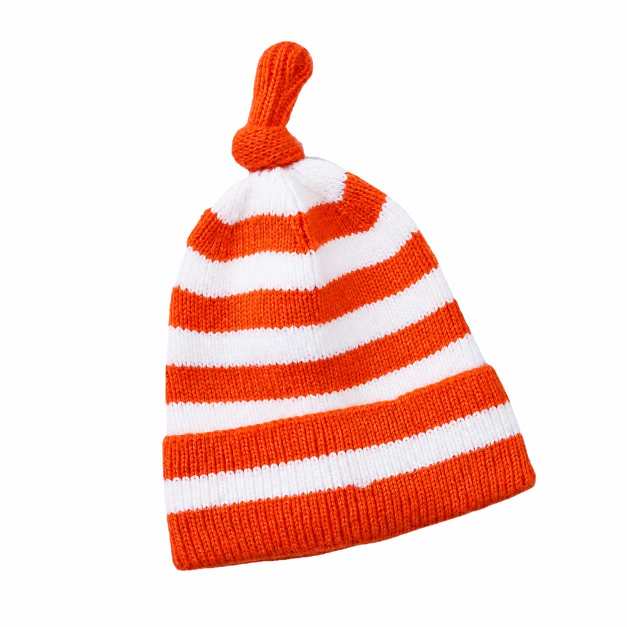 Polyester Striped Kids Knot Beanie — Orange