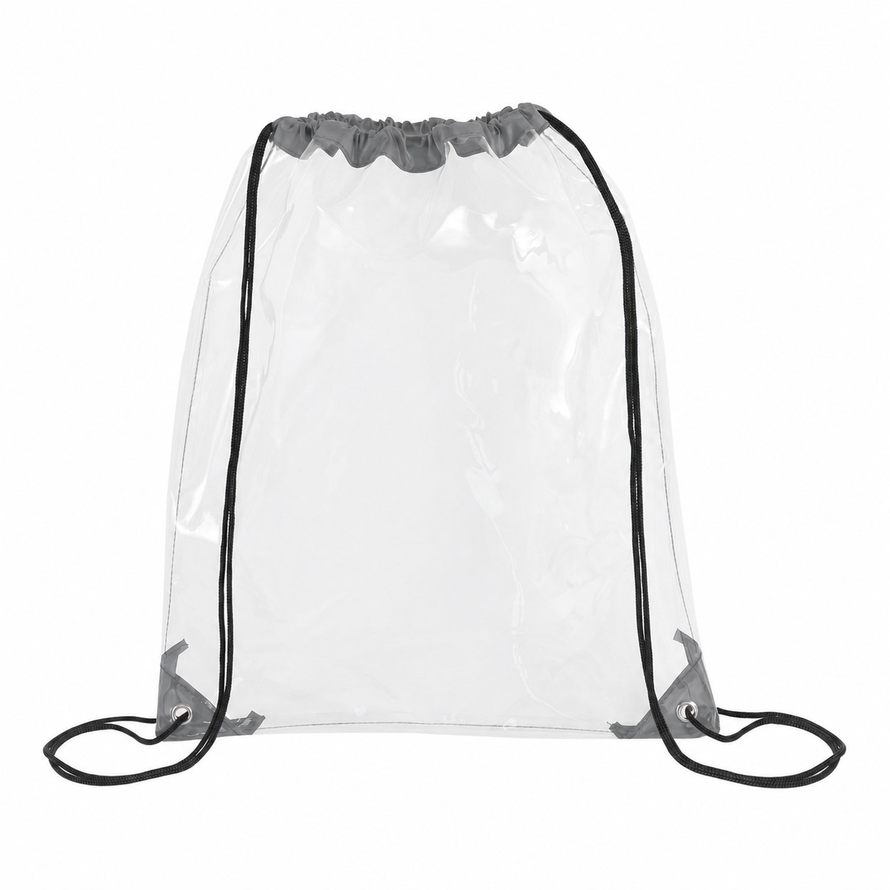 Metal Grommets Clear Drawstring Bag — Gray